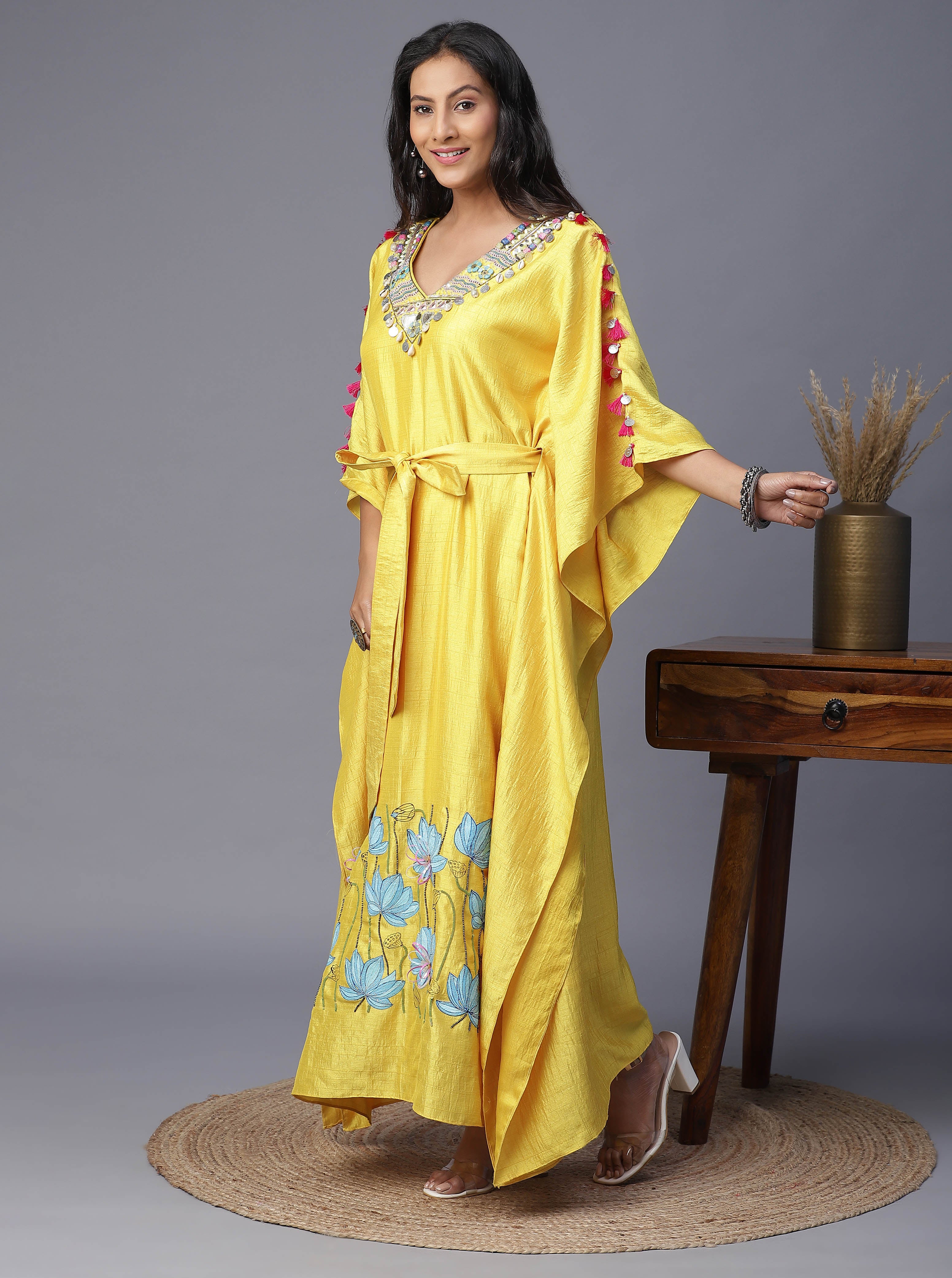 Yellow Chiffon Dress for the Beach, Sheer Kaftan With Big Floral Print,  Boho Summer Maxi Dress Perfect Swimsuit Cover Up, Yellow Sun Dress - Etsy  Sweden