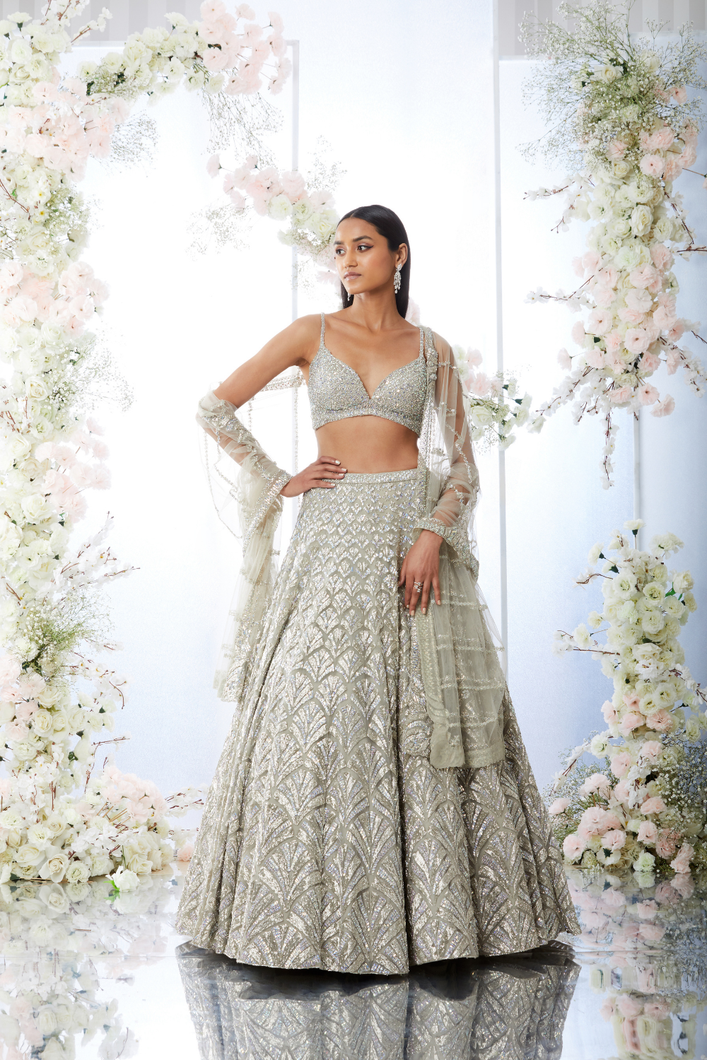 Buy White Georgette Wedding Wear Sequins Work Lehenga Choli Online From  Wholesale Salwar.