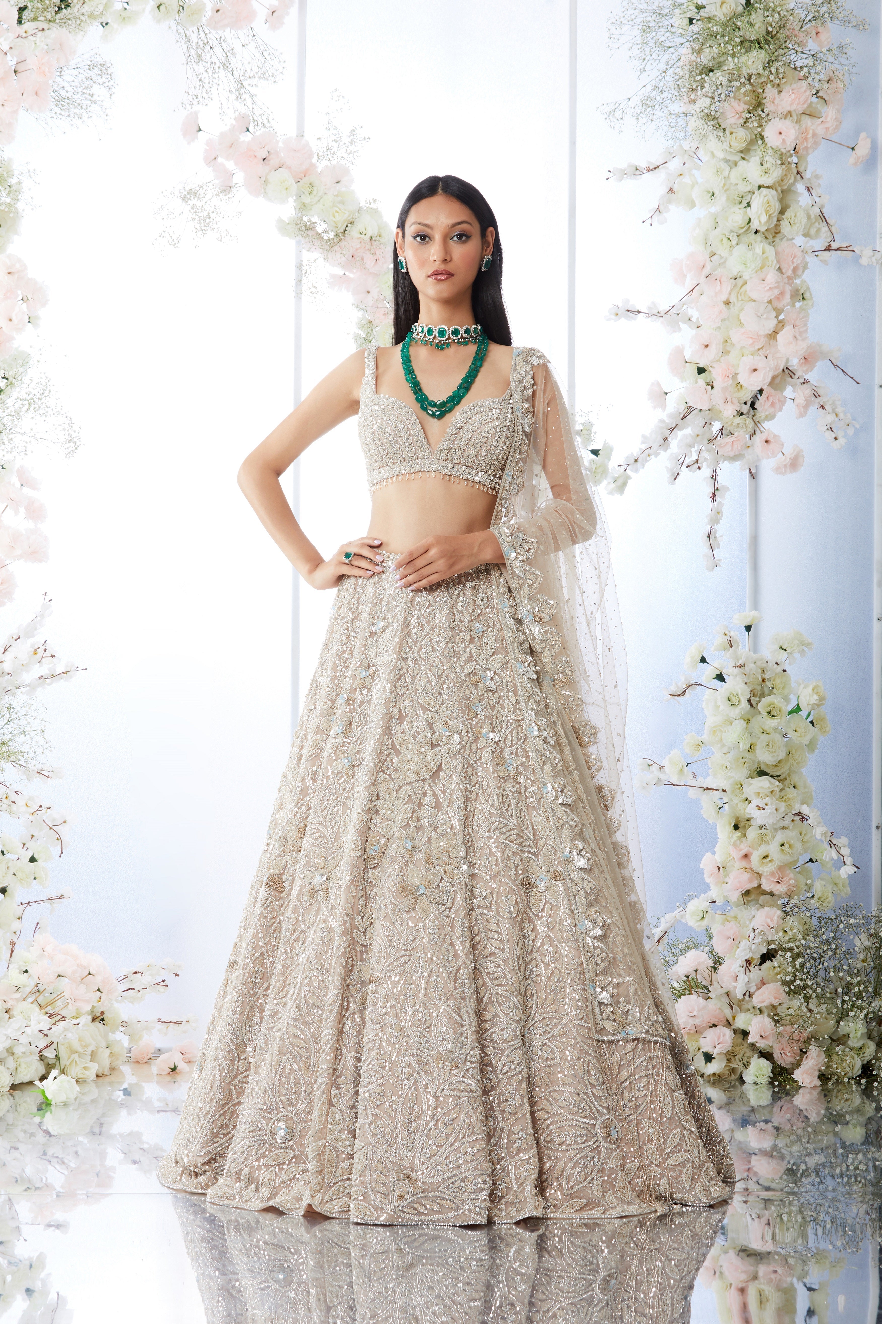 Off White Heavy Designer Embellished Floral Lehenga Choli - Indian Heavy  Anarkali Lehenga Gowns Sharara Sarees Pakistani Dresses in  USA/UK/Canada/UAE - IndiaBoulevard